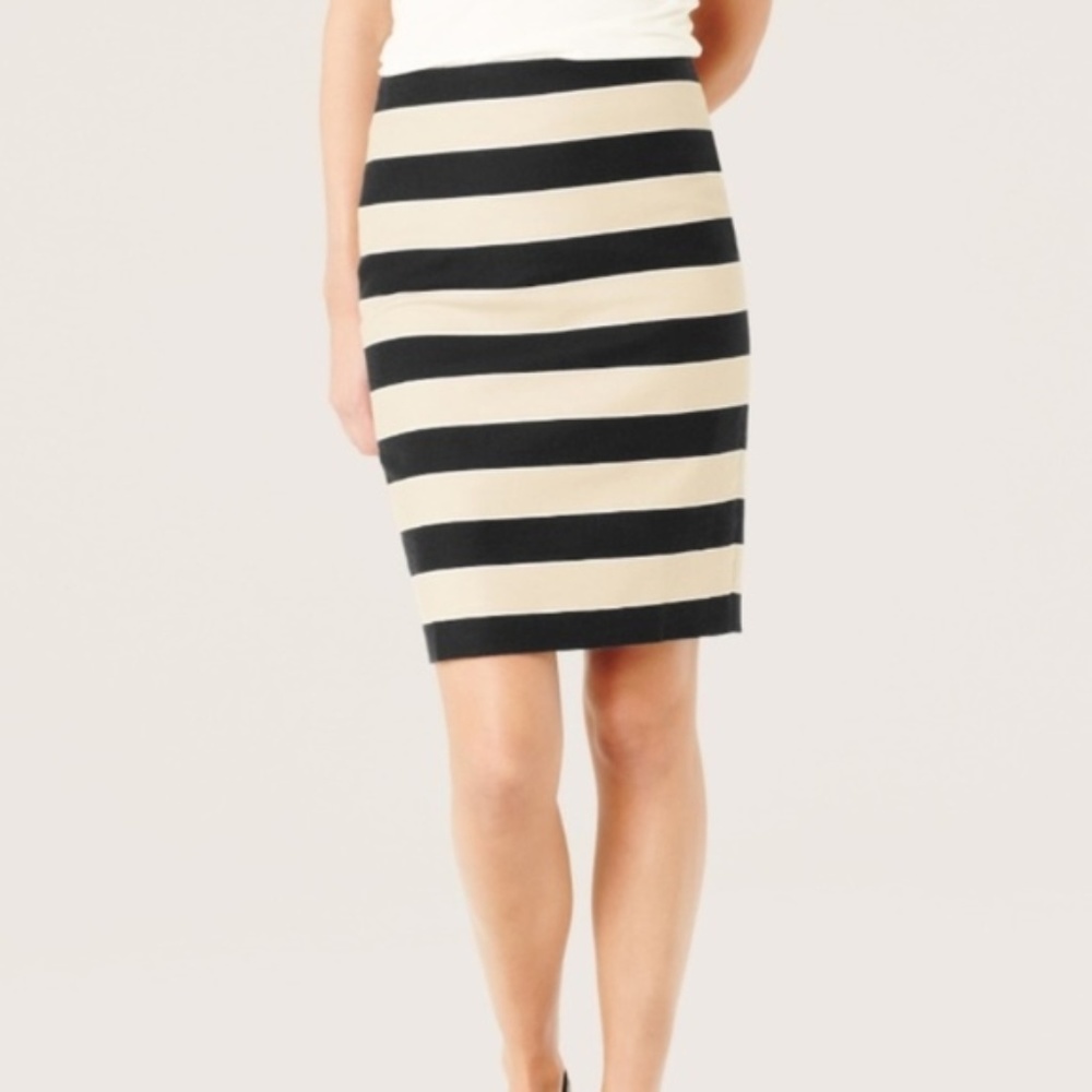 Ann Taylor Striped Midi Pencil Skirt